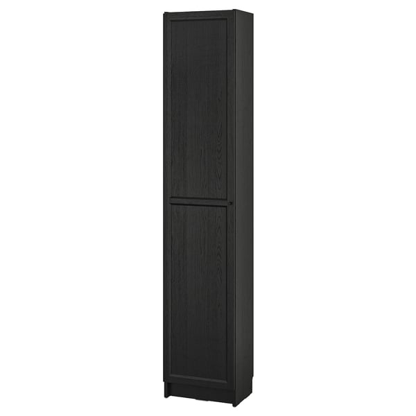 BILLY / OXBERG bookcase with doors, black oak effect, 40x30x202 cm