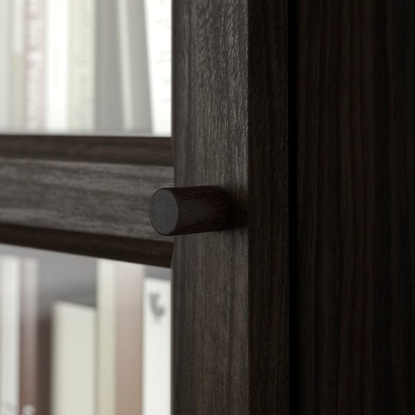 Ikea BILLY / OXBERG - Bookcase with glass doors/elem suppl, dark brown oak effect,40x30x237 cm