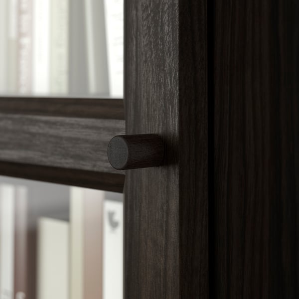 BILLY / OXBERG bookcase w glass doors/ext unit, dark brown oak effect, 40x30x237 cm