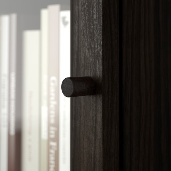 BILLY / OXBERG bookcase w glass doors/ext unit, dark brown oak effect, 40x30x237 cm