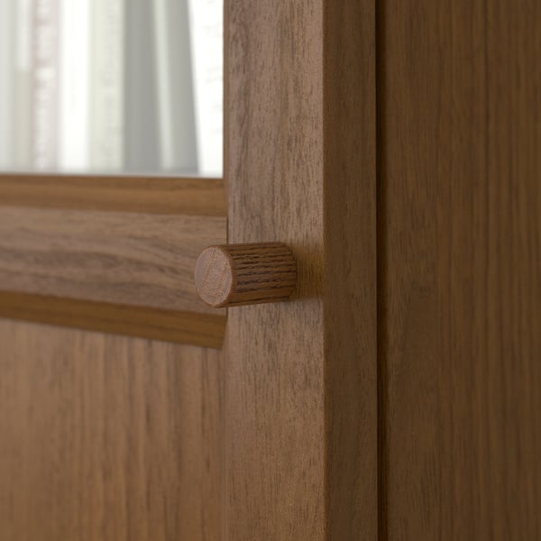 BILLY / OXBERG bookcase with panel/glass door, brown walnut effect, 40x30x202 cm