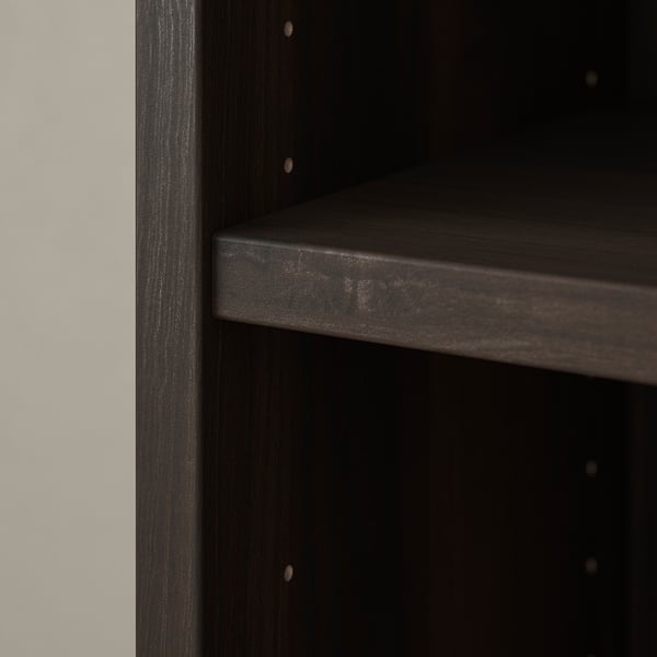 BILLY / OXBERG bookcase with panel/glass doors, dark brown oak effect/clear glass, 160x30x202 cm