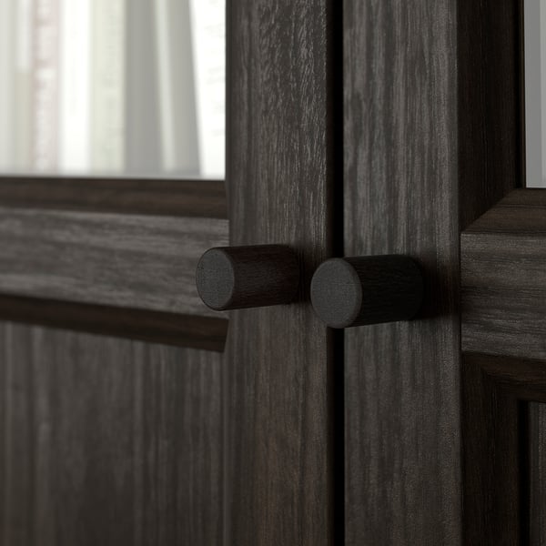 BILLY / OXBERG bookcase with panel/glass doors, dark brown oak effect/clear glass, 160x30x202 cm