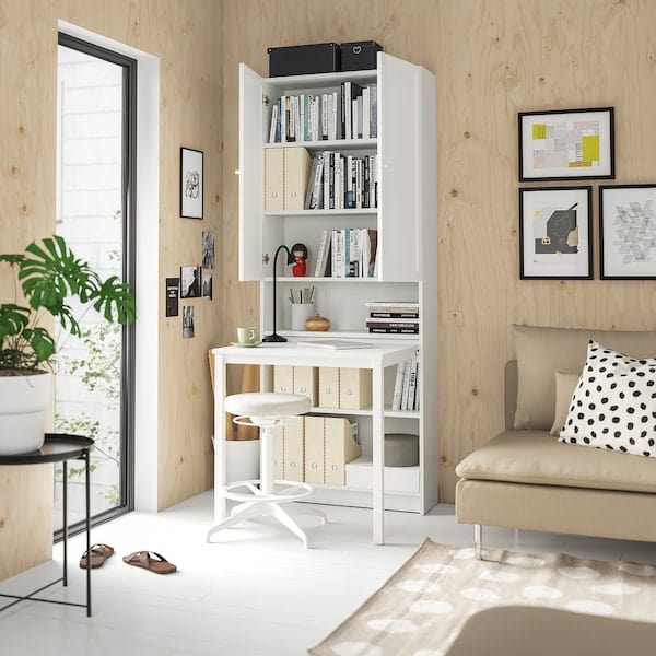 Ikea BILLY / OXBERG - Bookcase with desk, white, 80x202 cm