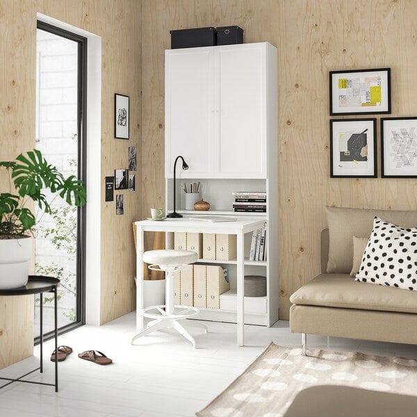 Ikea BILLY / OXBERG - Bookcase with desk, white, 80x202 cm