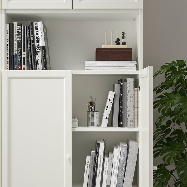 BILLY / OXBERG bookcase w height extension ut/drs, white, 160x30x237 cm