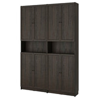 BILLY / OXBERG bookcase w height extension ut/drs, dark brown oak effect, 160x30x237 cm