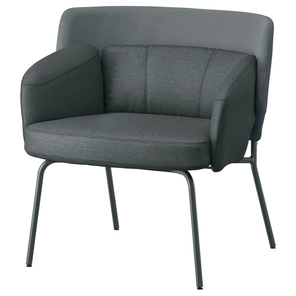 BINGSTA armchair, Vissle dark grey/Kabusa dark grey, 70x76x58 cm