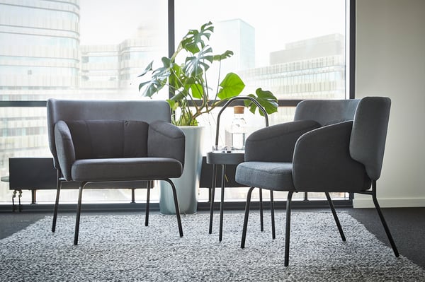 BINGSTA armchair, Vissle dark grey/Kabusa dark grey, 70x76x58 cm