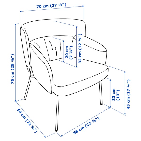 BINGSTA armchair, Vissle dark grey/Kabusa dark grey, 70x76x58 cm