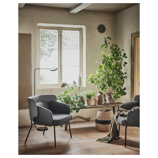 BINGSTA armchair, Vissle dark grey/Kabusa dark grey, 70x76x58 cm