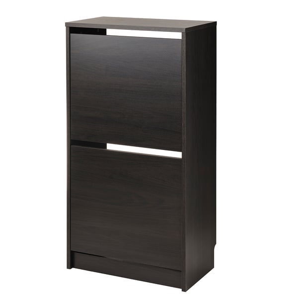 BISSA shoe cabinet with 2 compartments, black-brown, 49x28x93 cm