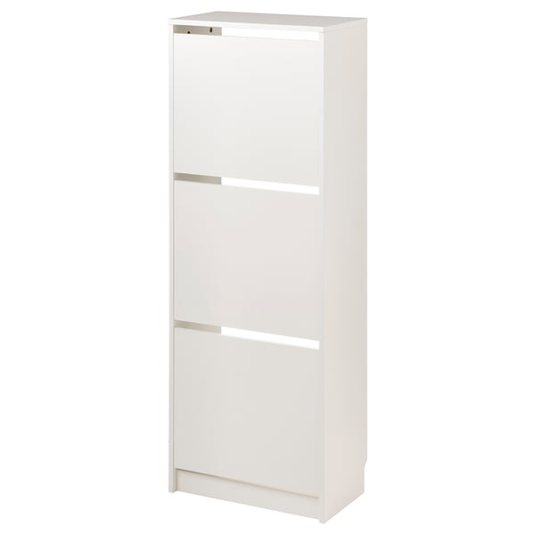 BISSA shoe cabinet with 3 compartments, white, 49x28x135 cm