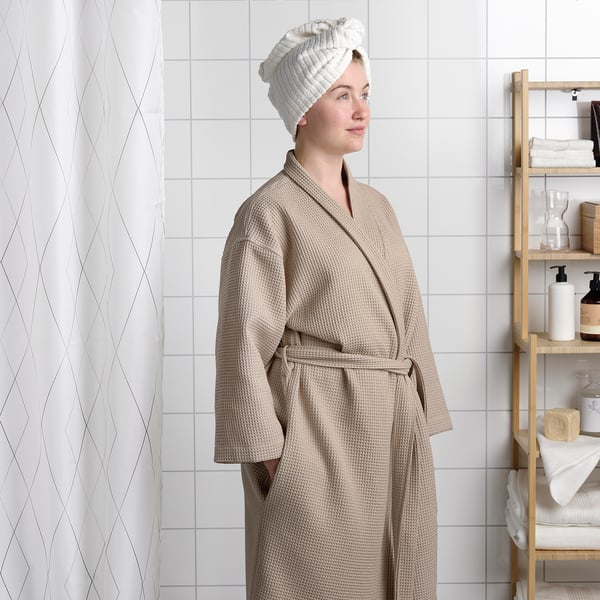 BJÄLVEN bath robe, beige, L/XL
