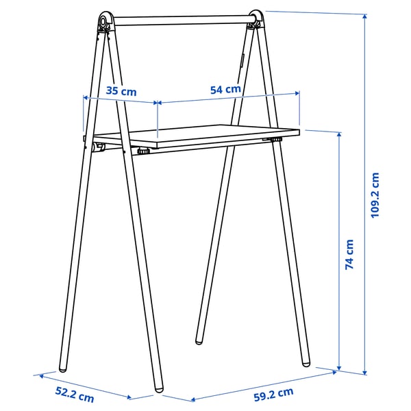 BJÖRKÅSEN folding table, white, 59x35 cm