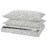 BJÖRKGRÅMAL duvet cover and 2 pillowcases, black white/dotted, 240x220/50x80 cm
