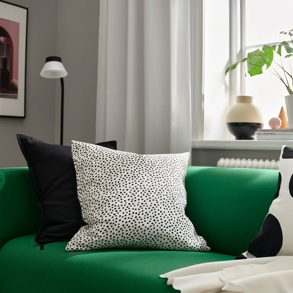 BJÖRKGRÅMAL cushion cover, white/black, 50x50 cm