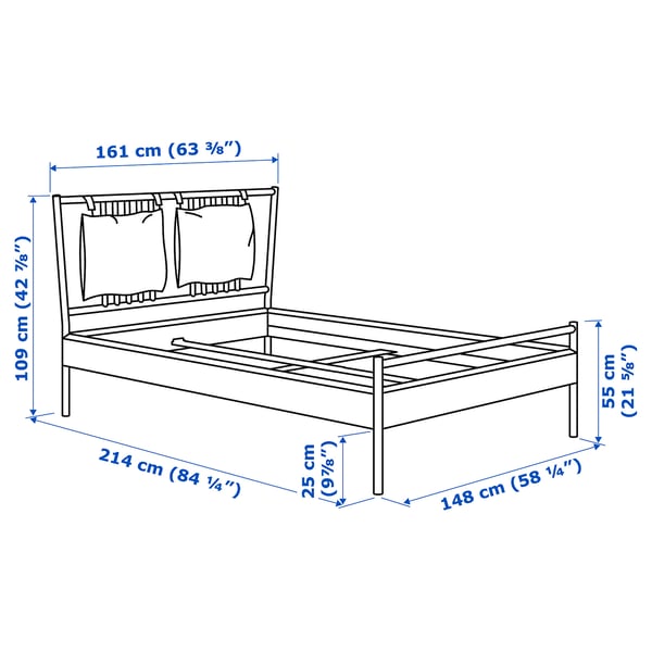 BJÖRKSNÄS bed frame, birch/birch veneer/Luröy, 140x200 cm
