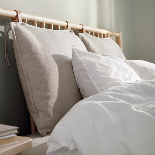 BJÖRKSNÄS bed frame, birch/Leirsund, 160x200 cm