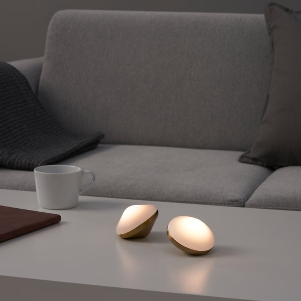 BJÖRKSPIREA LED decoration lighting, brass-colour diamond-shaped, 7.8 cm, 2 pack