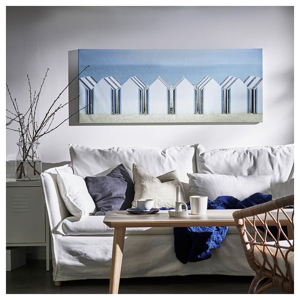 BJÖRKSTA picture, beach huts, 140x56 cm