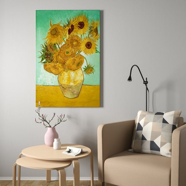 BJÖRKSTA picture, still life/Vase With Twelve Sunflowers, 78x118 cm