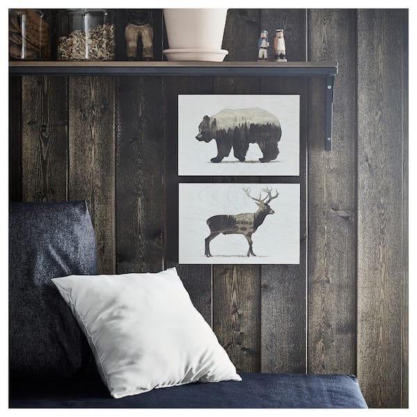 Ikea BJÖRNAMO - Picture, set of 2, Wild animals II, 30x20 cm