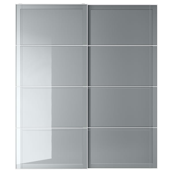 BJÖRNÖYA pair of sliding doors, grey tinted effect, 200x236 cm