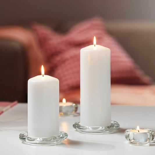 BLADFÅGEL candle dish, clear glass, 11 cm