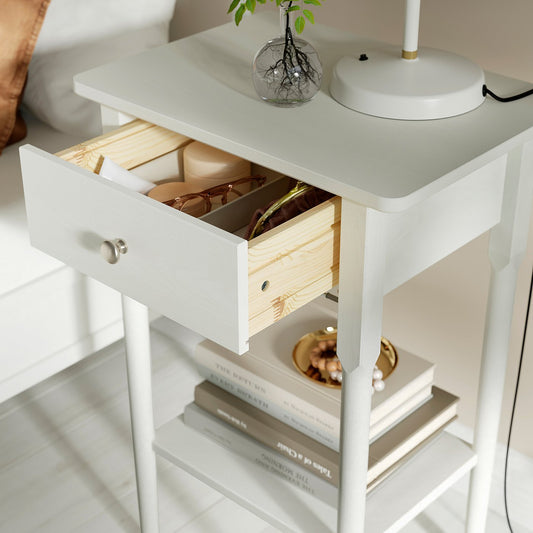 BLÄSTÅSEN bedside table, white, 50x37x76 cm