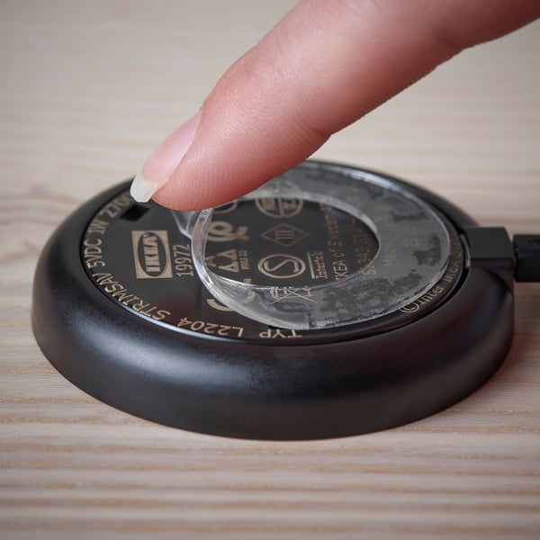 BLÅLIDEN / STRIMSÄV glass-door cabinet with lighting, black, 35x151x32 cm