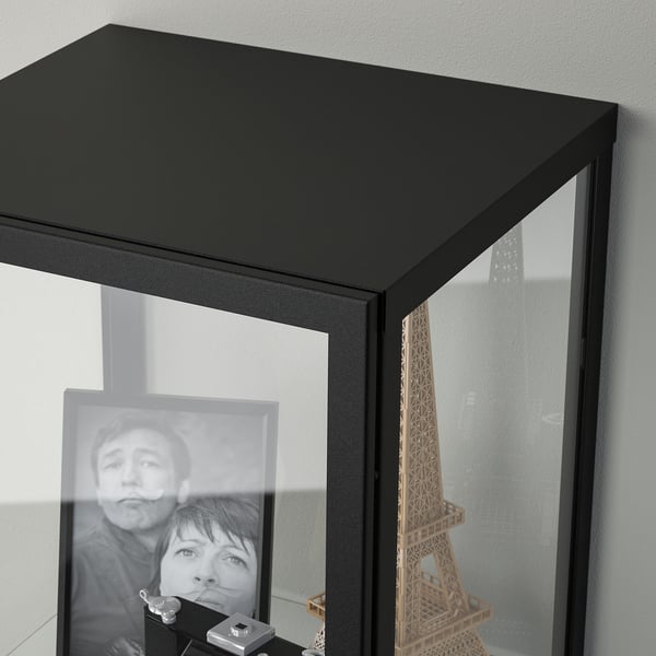 BLÅLIDEN glass-door cabinet, black, 35x32x151 cm