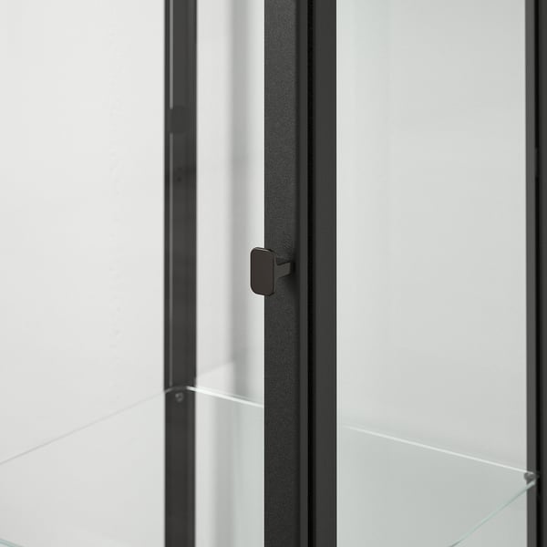 BLÅLIDEN glass-door cabinet, black, 35x32x151 cm