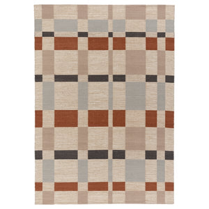 BLÅLJUS rug, flatwoven, handwoven natural/grey/brown check, 170x240 cm