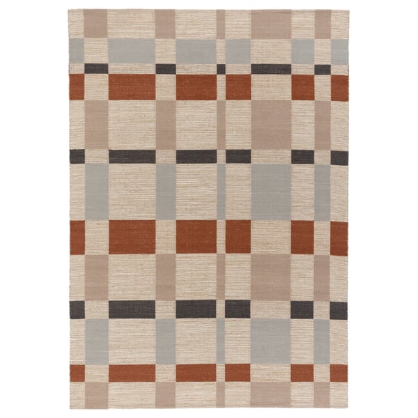BLÅLJUS rug, flatwoven, handwoven natural/grey/brown check, 170x240 cm