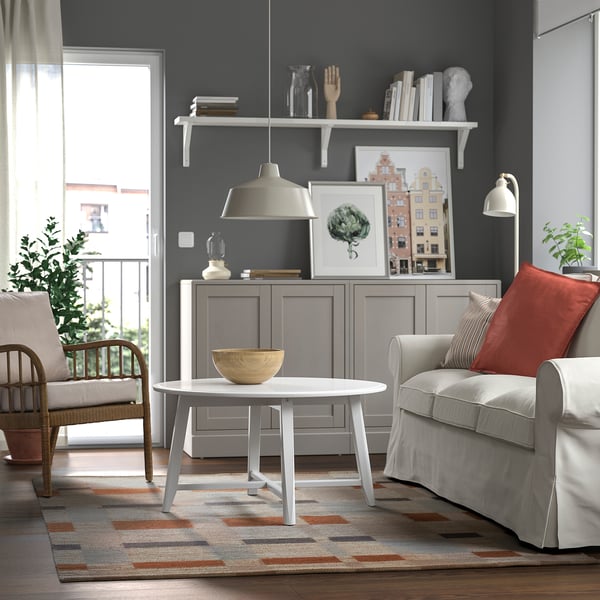 BLÅLJUS rug, flatwoven, handwoven natural/grey/brown check, 170x240 cm