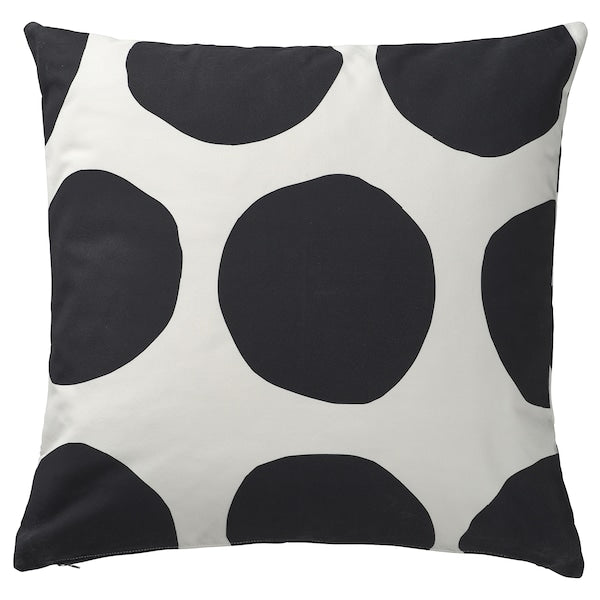BLÅMUNKAR cushion cover, white/black/dot pattern, 50x50 cm