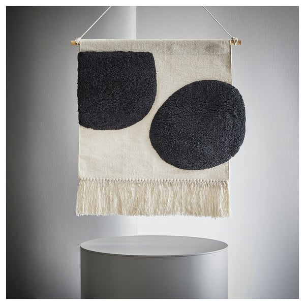 BLANDSKOG hanging tapestry, beige/black, 70x70 cm
