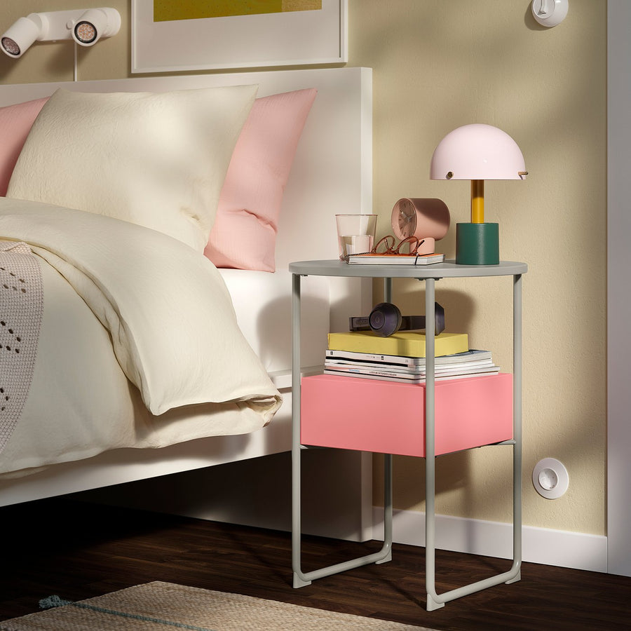 BLANKHÄLLAN bedside table, beige/pink
