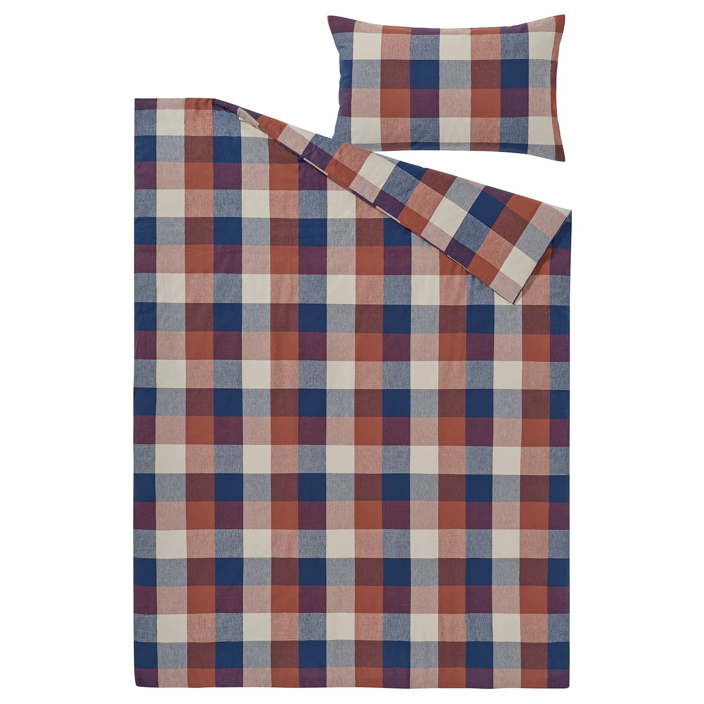 BLÅSENAP duvet cover and pillowcase, multicolour/check, 150x200/50x80 cm