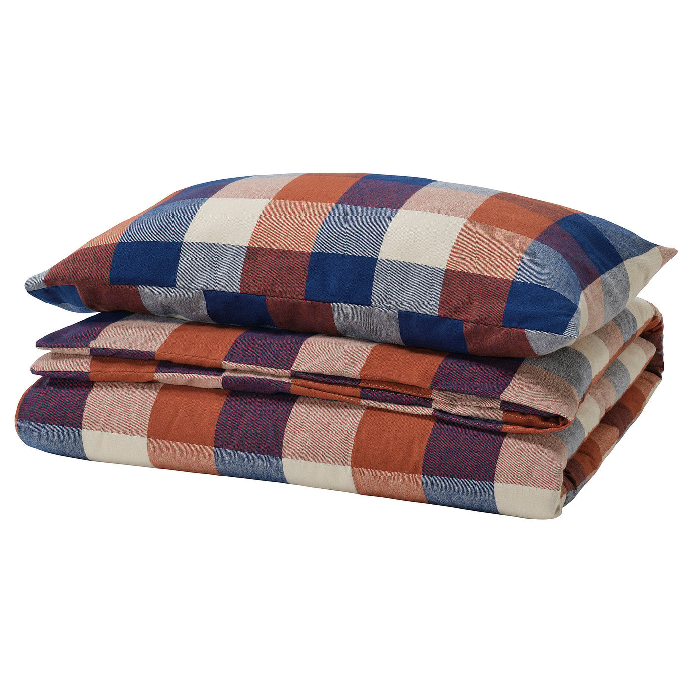 BLÅSENAP duvet cover and pillowcase, multicolour/check, 150x200/50x80 cm