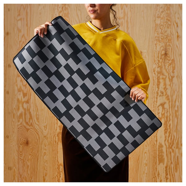 BLÅSKATA gaming mouse pad, black/grey patterned, 40x80 cm