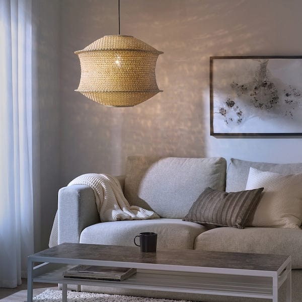 Ikea BLÅSTÅNG / HEMMA - Pendant lamp, beige/black, 45 cm