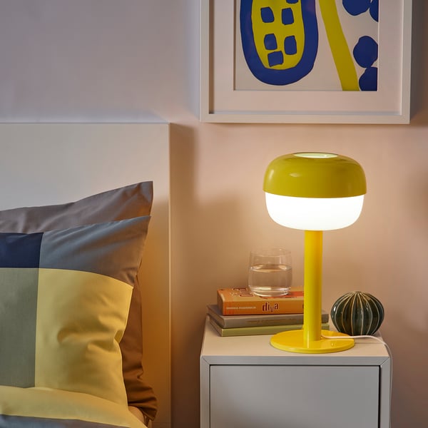 BLÅSVERK table lamp, yellow, 36 cm