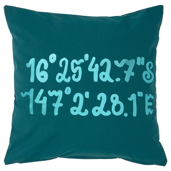 Ikea BLÅVINGAD - Cushion cover, whale pattern/blue-green, 50x50 cm