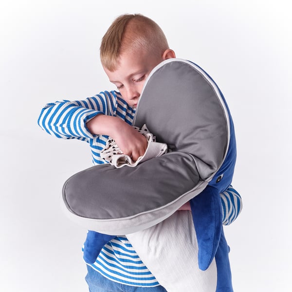 BLÅVINGAD soft toy, blue whale, 100 cm