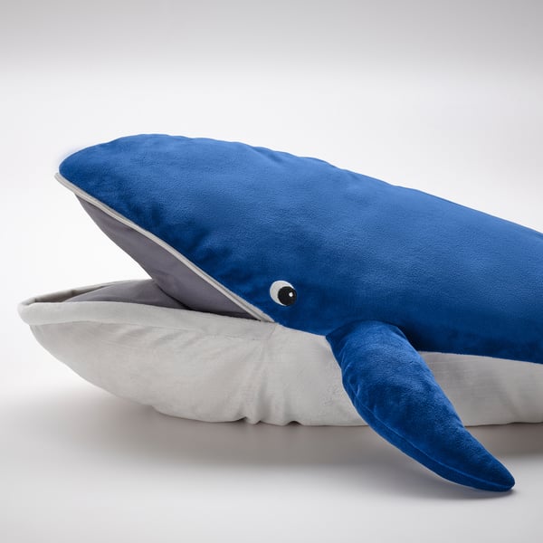 BLÅVINGAD soft toy, blue whale, 100 cm