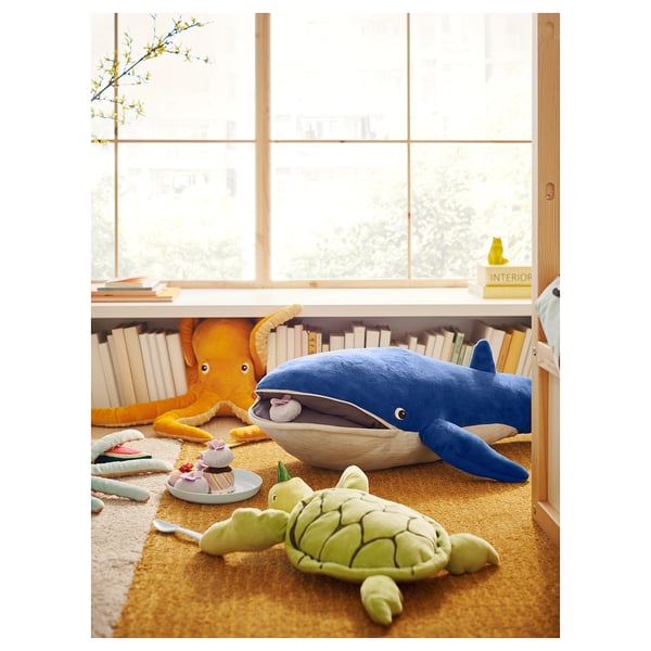 BLÅVINGAD soft toy, blue whale, 100 cm