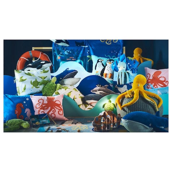 Ikea BLÅVINGAD - Soft toy with LED night light, turquoise octopus/battery-operated