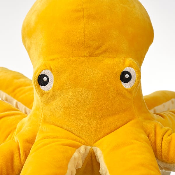 BLÅVINGAD soft toy, octopus/yellow, 50 cm